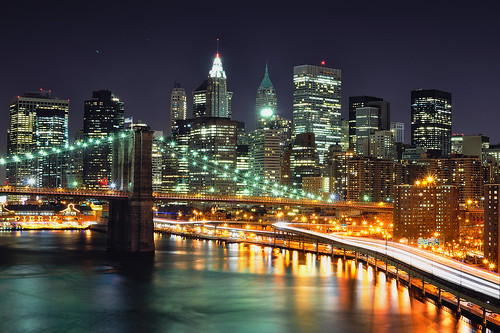 Lower Manhattan at Night from the Manhattan Bridge, NYC